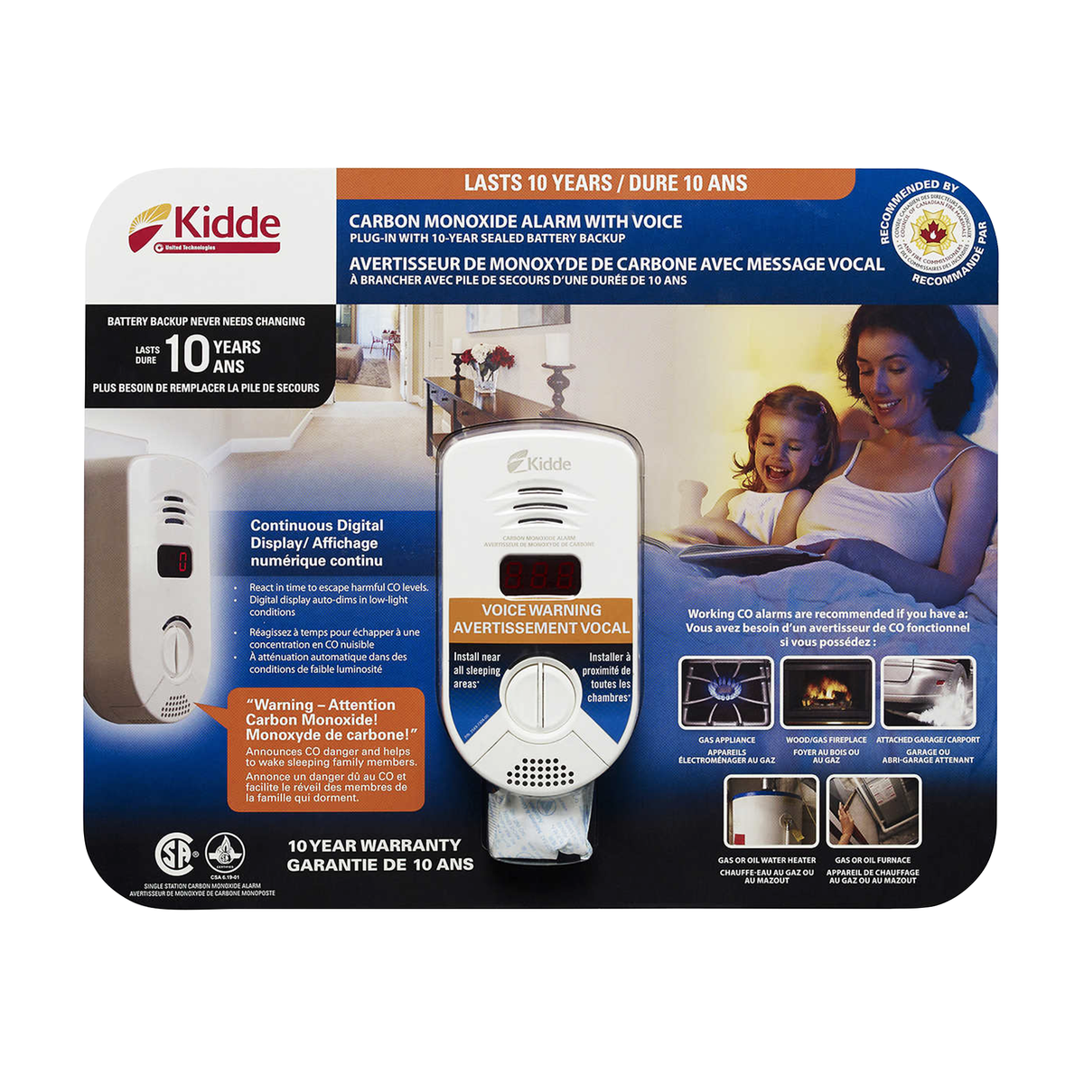 Kidde Plug-in Digital Carbon Monoxide Alarm with Voice Warning