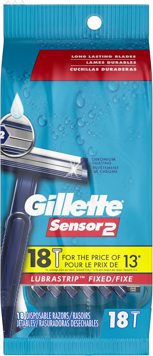 Gillette Sensor2 Men's Disposable Razors, 18 count