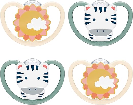 NUK Glow-in-the-Dark Orthodontic Pacifiers, 6-18 months, Sunny Safari, 2 Pack