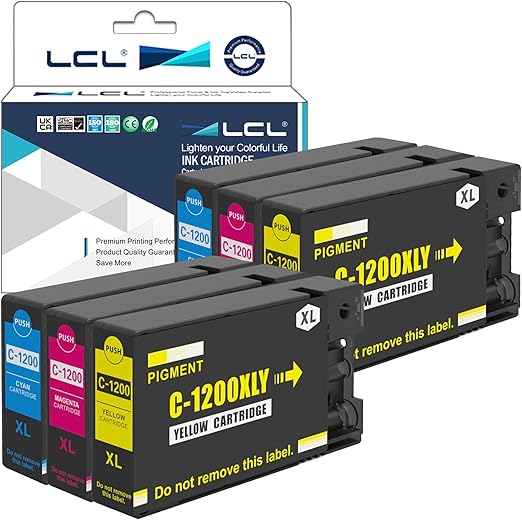 LCL Compatible Ink Cartridge for Canon PGI-1200 PGI-1200XL PGI-1200XLC PGI-1200XLM PGI-1200XLY (6-Pack 2Cyan 2Magenta 2Yellow) Pigment for Canon Maxify MB2720 MB2350 MB2320 MB2120 MB2050 MB2020