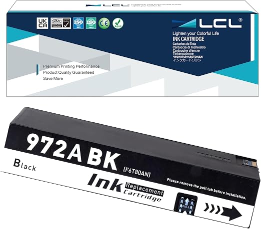LCL 972A Ink Cartridge Replacement for HP 972A 972 F6T80AN 972X 3.5K for HP PageWide 352dw 377d,PageWide Pro 452dw 452dn 477dw 477dn 552dw 577dw/z,PageWide Managed P55250dw (1-Pack,Black)