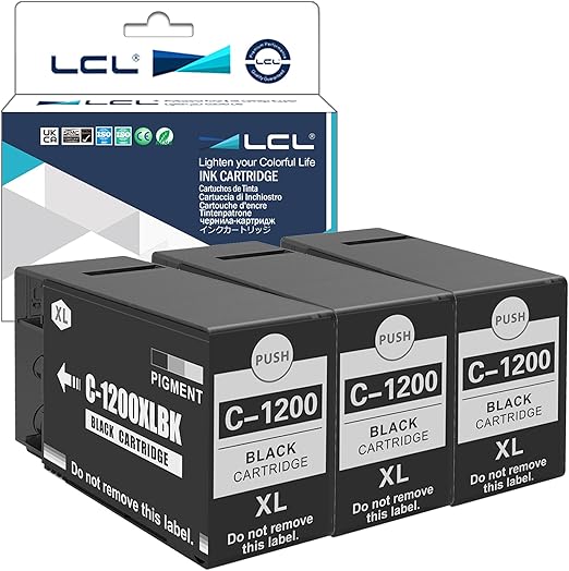 LCL Compatible Ink Cartridge Replacement for Canon PGI-1200 PGI-1200XL PGI-1200XLBK (3-Pack Black) Pigment for Canon Maxify MB2720 MB2350 MB2320 MB2120 MB2050 MB2020