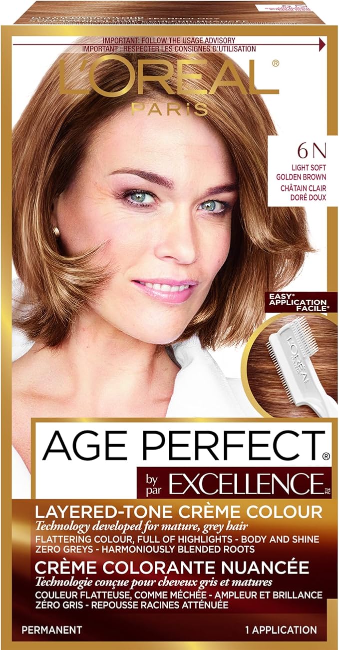 L’Oréal Paris Excellence Age Perfect Haircolour, 6N Light Natural golden Brown