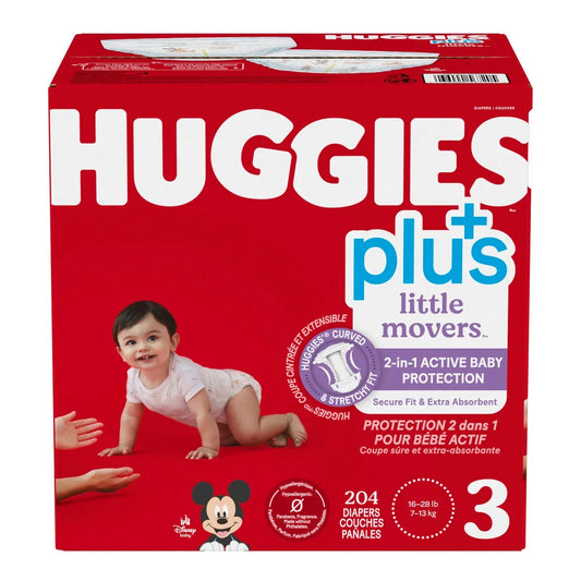 Huggies Little Movers Plus Diapers, Sizes 3, 204 ct