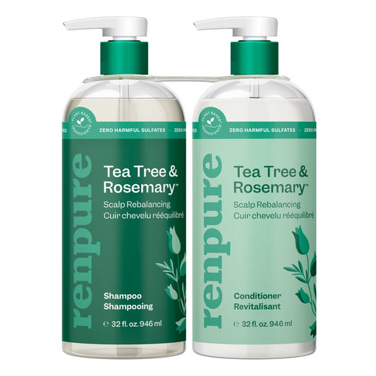 Renpure Tea Tree & Rosemary Scalp Rebalancing Shampoo & Conditioner, 946 mL, 2-Piece Set