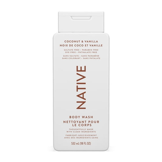 Native Natural Body Wash, Coconut & Vanilla, Sulfate Free, Paraben Free