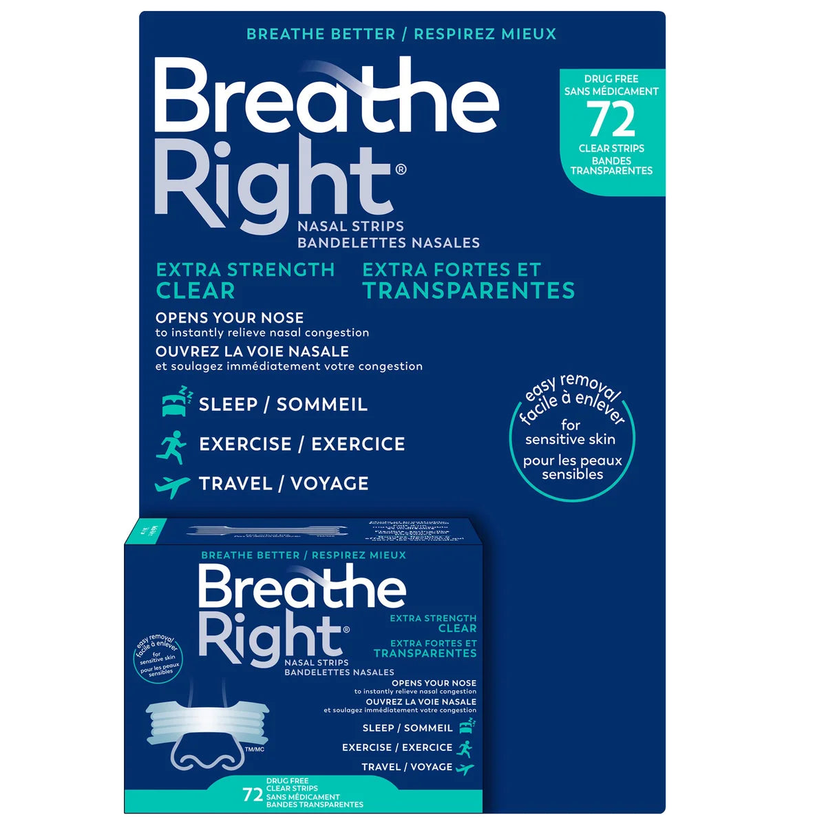 Breathe Right Nasal Strips Ext Clear Pack Of 72