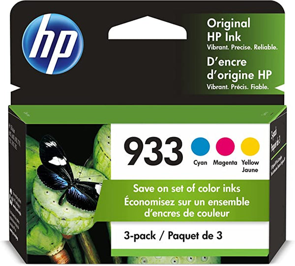 HP 933 Cyan, Magenta & Yellow Original Ink Cartridges, 3 Pack (N9H56FN)