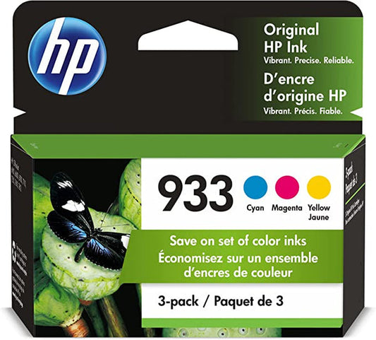 HP 933 Cyan, Magenta & Yellow Original Ink Cartridges, 3 Pack (N9H56FN)