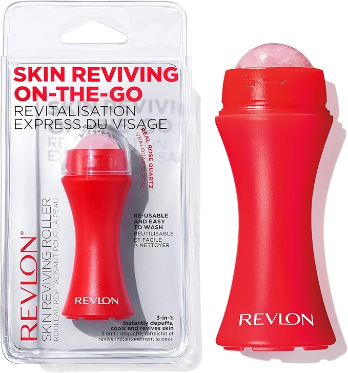Revlon Skin Reviving Roller with Rose Quartz for All-Day Facial Reviving & Brightening, Compact & Reusable
