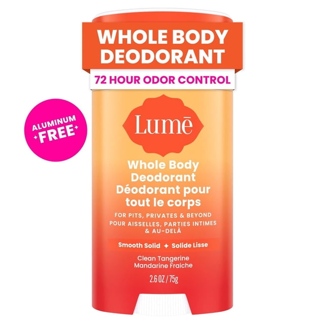 Lume Whole Body Women‚Äôs Deodorant - Smooth Solid Stick - Aluminum Free - Clean Tangerine Scent - 2.6oz