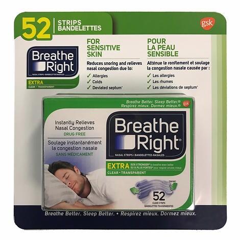 Breathe Right Extra Clear nasal strips, 52-strip package