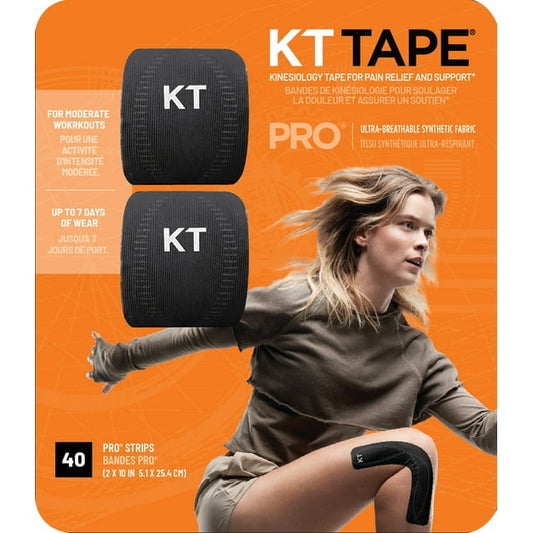 KT Tape Pro Elastic Sport Tape, 2 x 20 Pre-Cut Strips