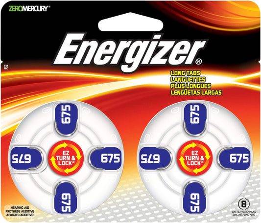 Energizer Ez Turn & Lock Size 675, 8-Pack, Blue, Pack of 8 batteries