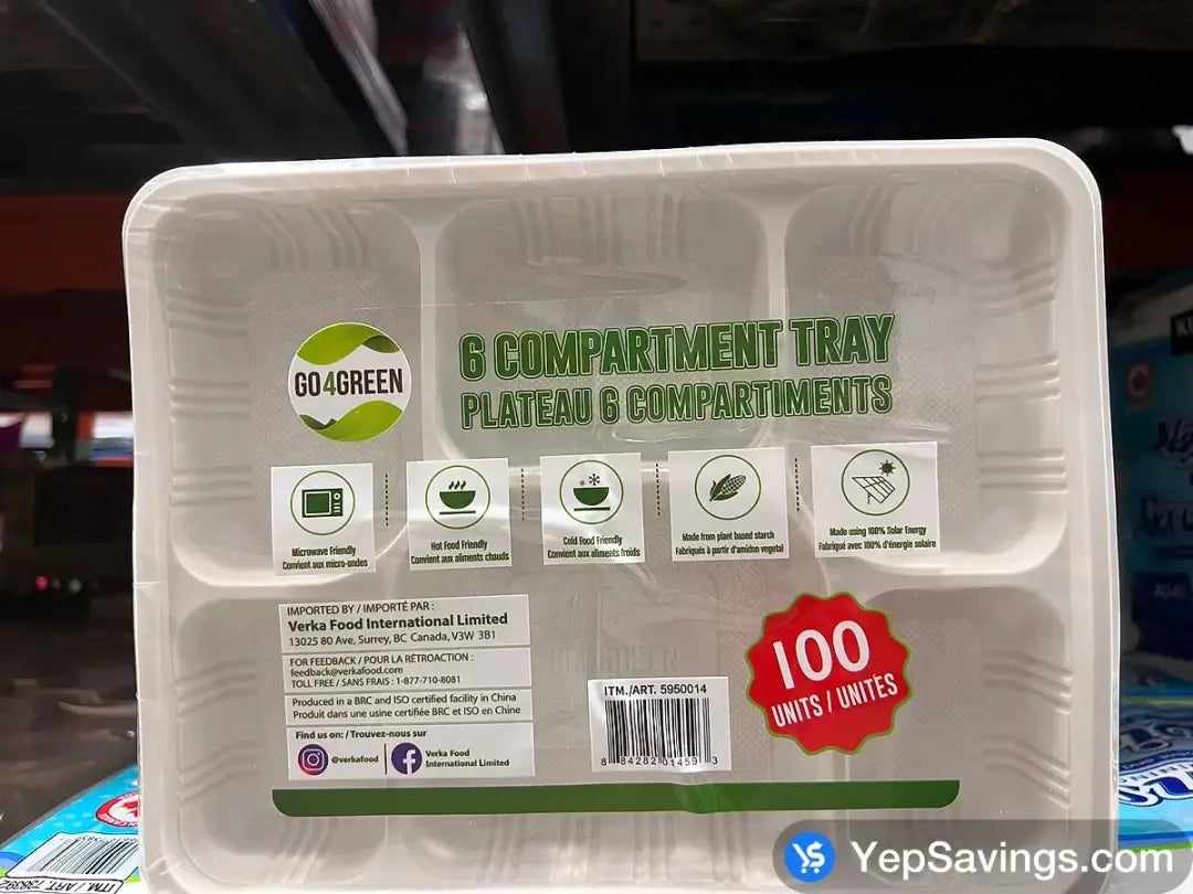 GO4GREEN 6 COMPARTMENT TRAY PACK OF 100