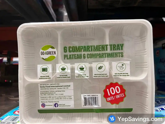 GO4GREEN 6 COMPARTMENT TRAY PACK OF 100