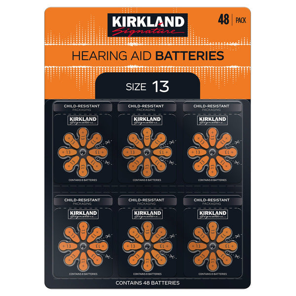 Kirkland Signature Hearing Aid Batteries, Size 13, 48 ct