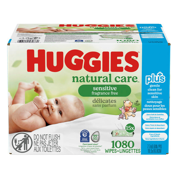 Huggies Natural Care Plus Wipes, 15-packs of 72 (1080 ct)