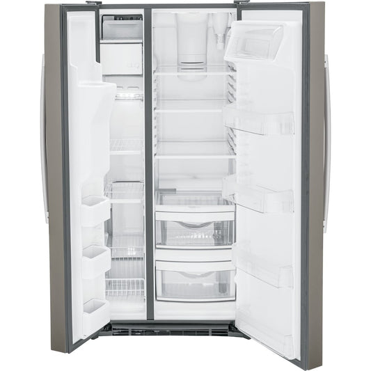 GE Side-by-Side, Refrigerator Stainless Steel with Water Dispenser, Used