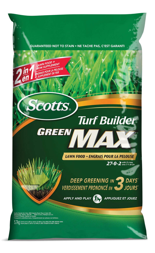 Scotts Turf Builder Green MAX Lawn Fertilizer, 27-0-2, 350-m2